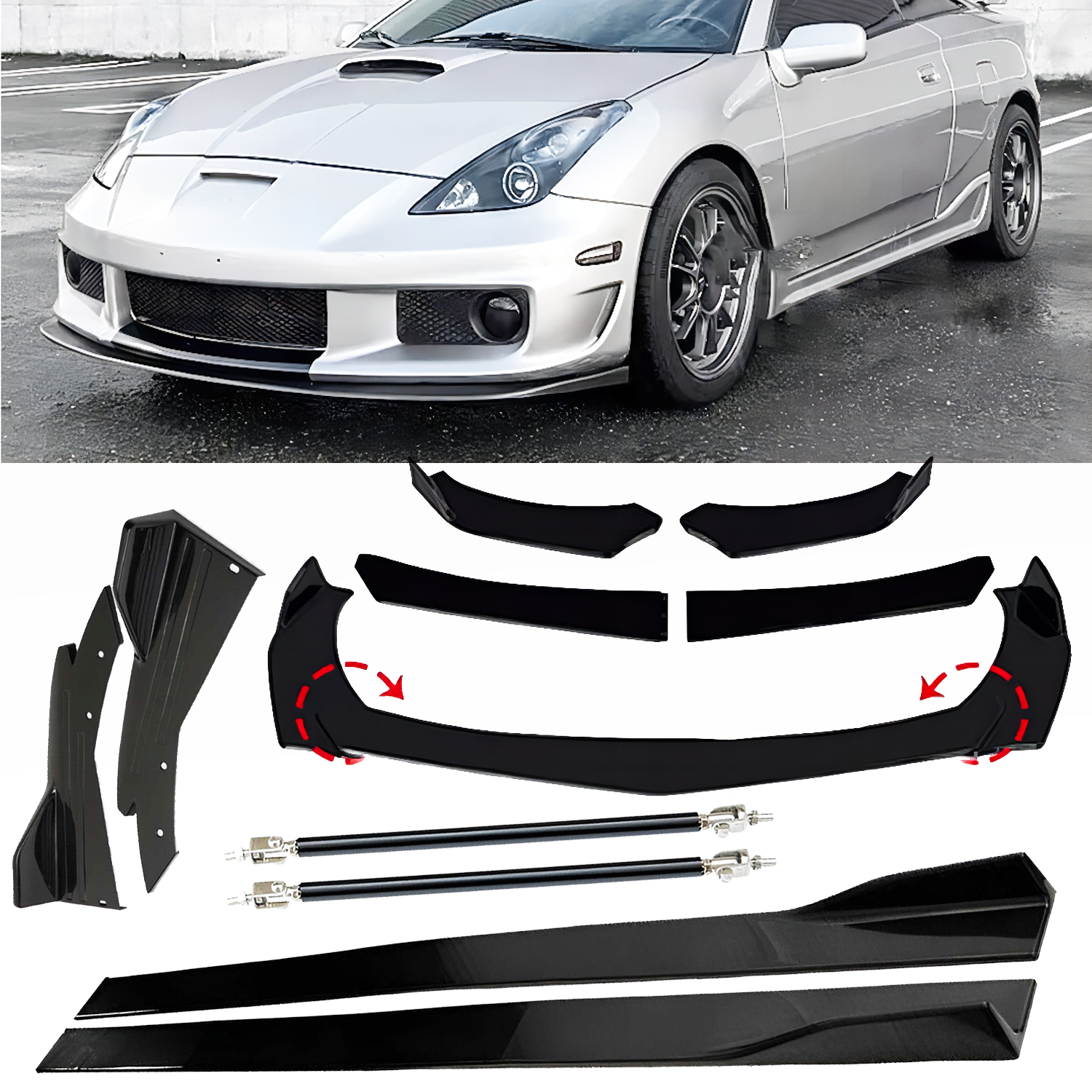 Side Skirt Rocker Panels for 2000-2005 Toyota Celica (Pair) - Primed Black